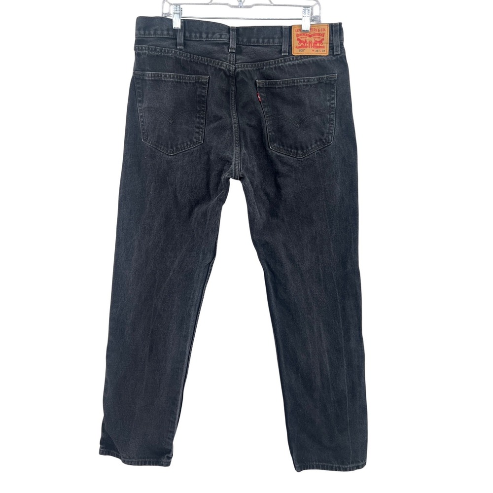 Levis 505 Straight Leg Jeans Size 34x31.5 (Tag 38x34) Black Regular Fit‎ Rugged